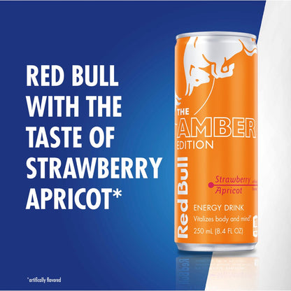 Red Bull Amber Edition Strawberry Apricot Energy Drink, 8.4 fl oz, 6 Packs of 4 Cans