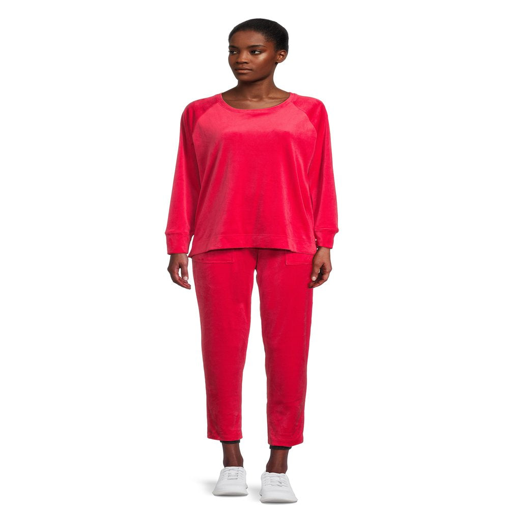 Time and Tru Women's Velour Top and Pants Set, 2-Piece, Sizes S-XXXL