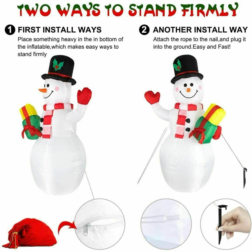 5ft Christmas Inflatables Snowman Outdoor Yard Decor with Rotating LED Lights Christmas Blow Up Decoration Garden