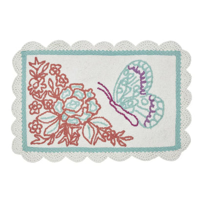  Floral Crochet round Cotton Bath Rug, Mint, 24" X 24"