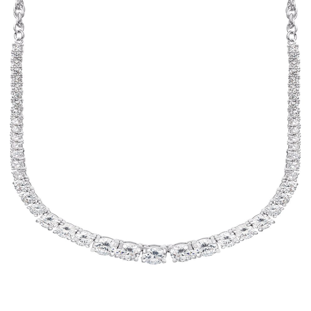  Women's Sterling Silver and Cubic Zirconia Statement Necklace