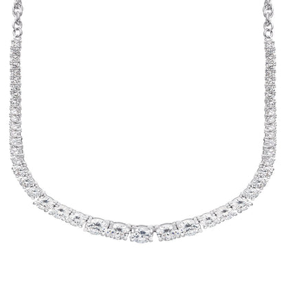  Women's Sterling Silver and Cubic Zirconia Statement Necklace