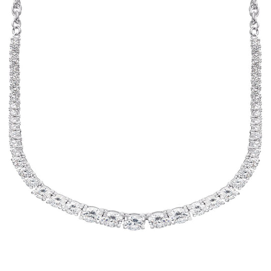  Women's Sterling Silver and Cubic Zirconia Statement Necklace