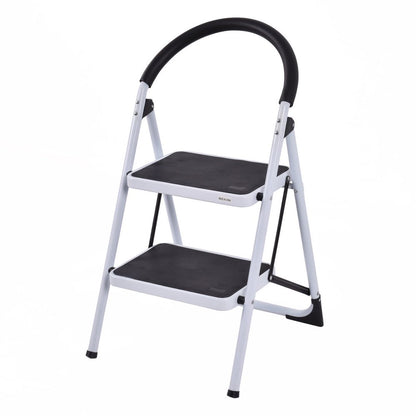 Costway 2 Step Ladder Folding Stool Heavy Duty 330Lbs Capacity Industrial Lightweight