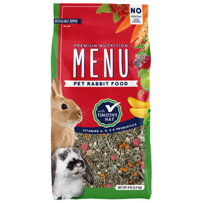 Menu Premium Rabbit Food - Timothy Hay Pellets Blend - Vitamin and Mineral Fortified, 4 lb