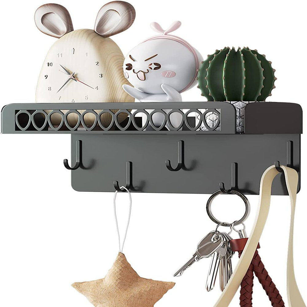 Key Holder for Wall Decorative with 5 Key Hooks, Mail and Key Ring Organizer, Key Hooks with Tray Techvida