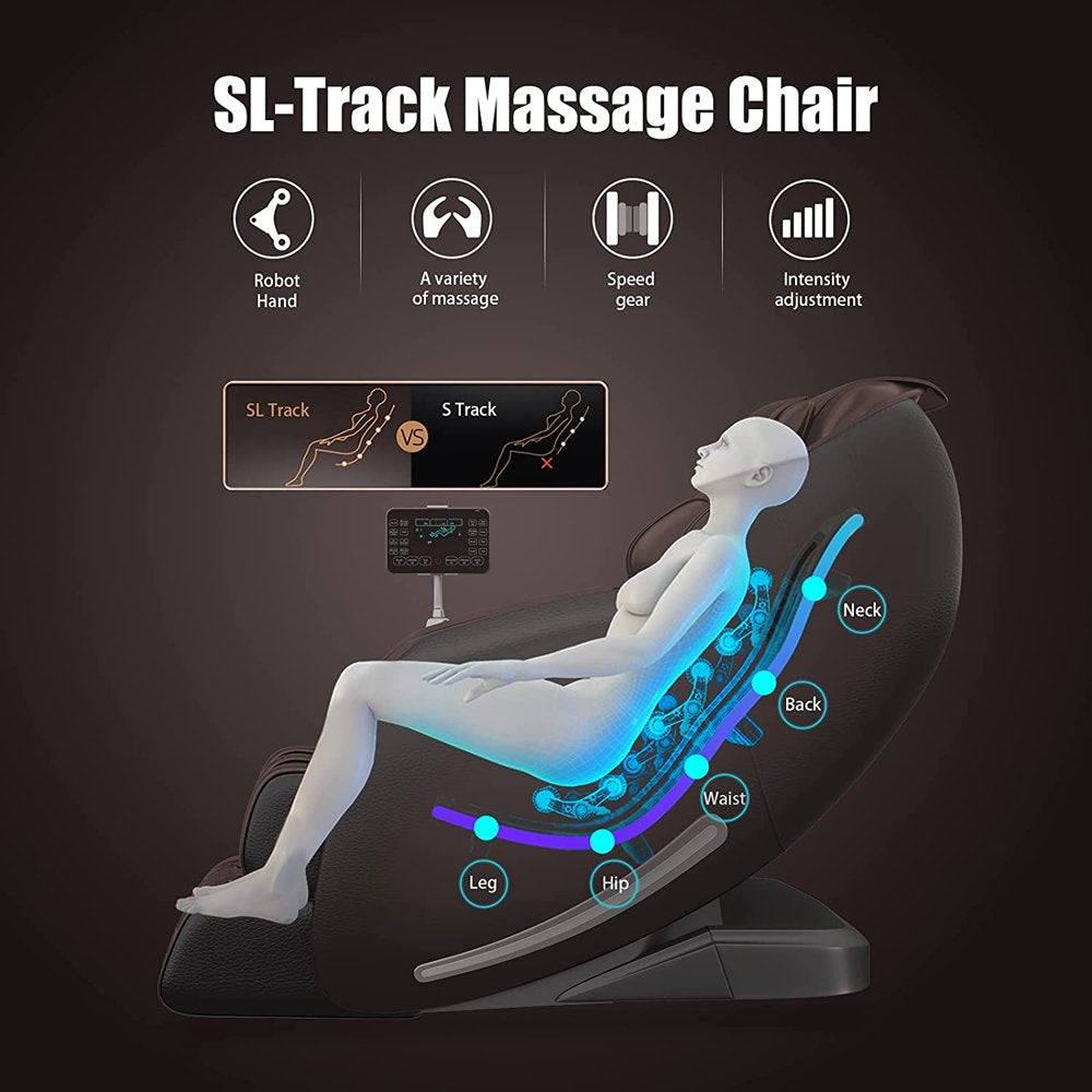 Real Relax 3D Massage Chair, Full Body Zero Gravity SL-Track Shiatsu Thai Massage Recliner, Black