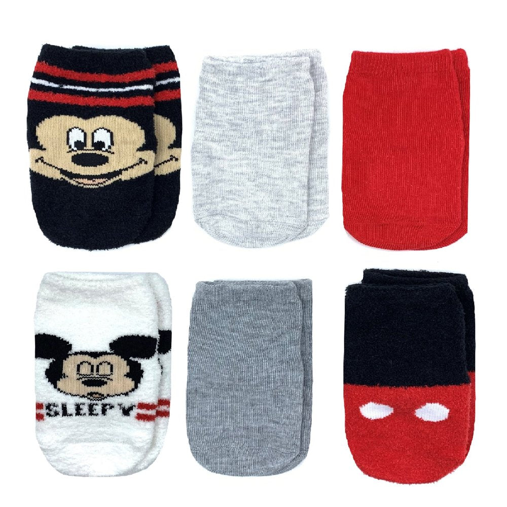 Mickey Mouse Toddler Cozy Socks, 6-Pack, Sizes 2T-4T