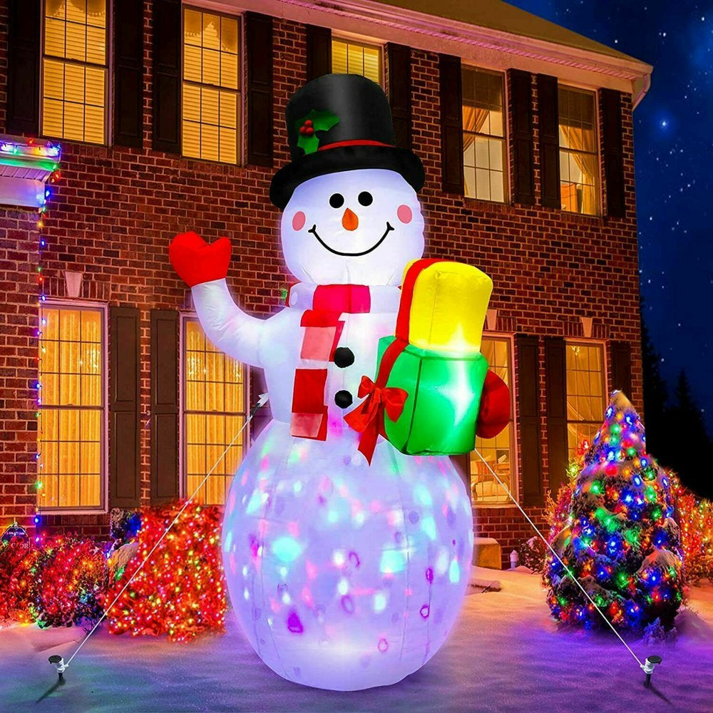 5ft Christmas Inflatables Snowman Outdoor Yard Decor with Rotating LED Lights Christmas Blow Up Decoration Garden