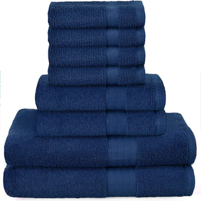 GLAMBURG Ultra Soft 8-Piece Towel Set - 100% Pure Ringspun Cotton, Contains 2 Oversized Bath Towels 27x54, 2 Hand Towels 16x28, 4 Wash Cloths 13x13 - Ideal for Everyday use, Hotel & Spa - Black