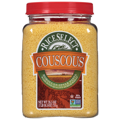 RiceSelect Couscous, Moroccan-Style Non-GMO Wheat Couscous Pasta, 26.5-Ounce Jar, (Pack of 1)