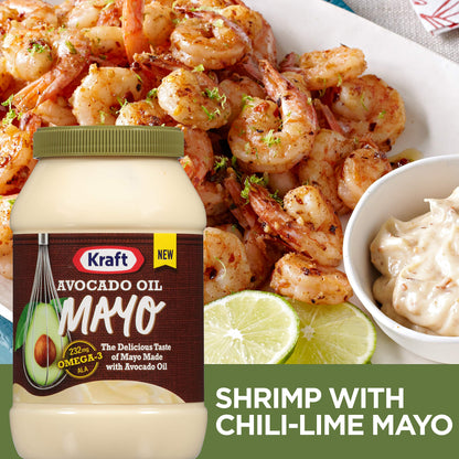 Kraft Mayo with Avocado Oil Reduced Fat Mayonnaise - Classic Creamy Condiment for Sandwiches and Salads, Made with Cage-Free Eggs, For a Keto and Low Carb Lifestyle, 30 fl oz Jar