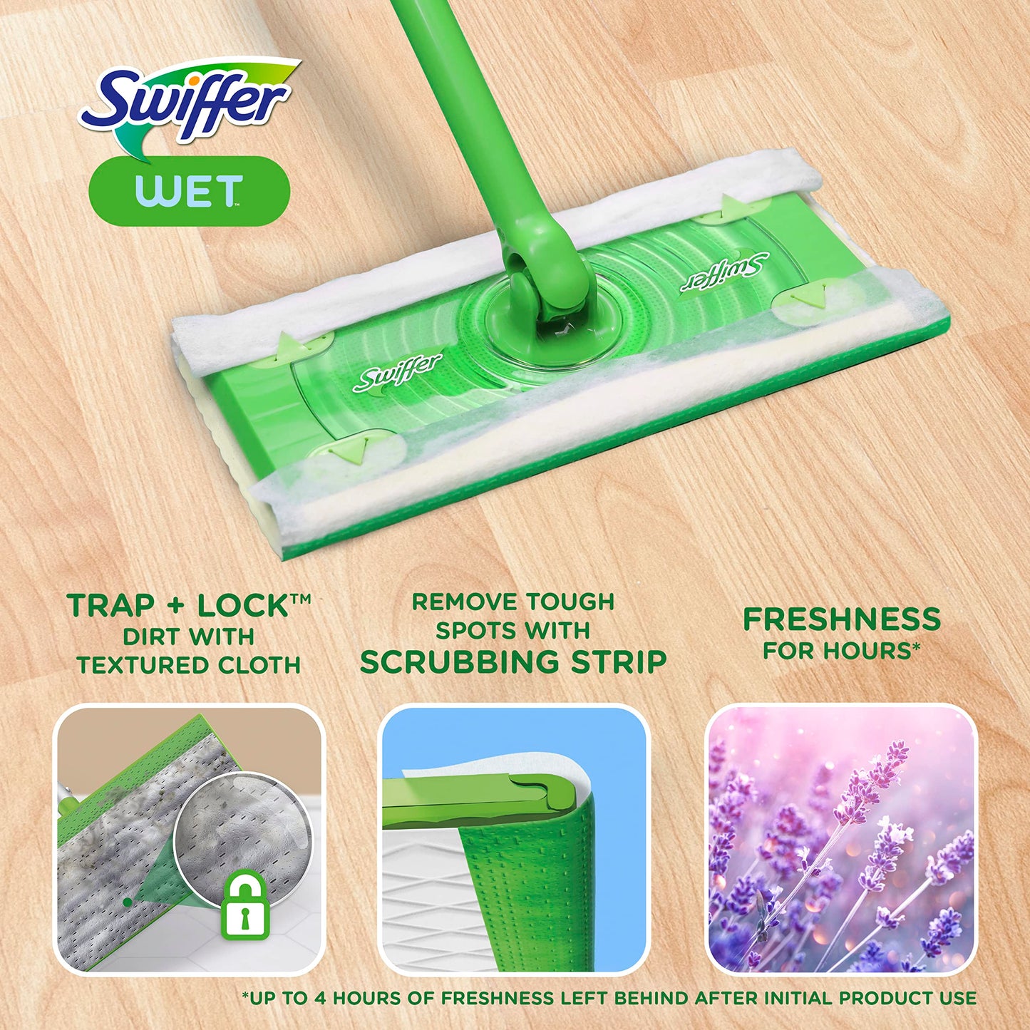 Swiffer Sweeper Wet Mopping Cloth Multi Surface Refills, Febreze Lavender Scent, 36 count