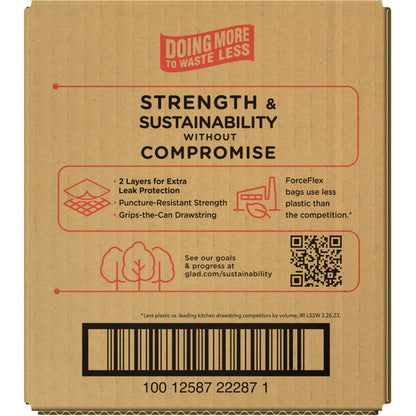Glad ForceFlex Tall Kitchen Drawstring Trash Bags, 13 Gal, Unscented, 120 Ct, Pack May Vary