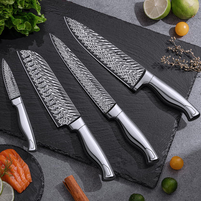 Astercook Knife Set, 20 Pieces Kitchen Knife Set with Block, Built-in Knife Sharpener, German Stainless Steel Knife Block Set, Dishwasher Safe