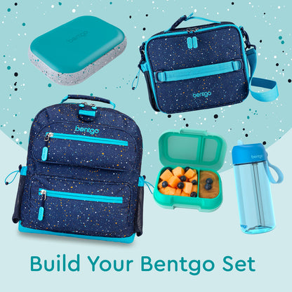 Bentgo® Kids Chill Lunch Box - Confetti Designed Leak-Proof Bento & Removable Ice Pack 4 Compartments, Microwave Dishwasher Safe, Patented, 2-Year Warranty (Confetti Edition Truly Teal)