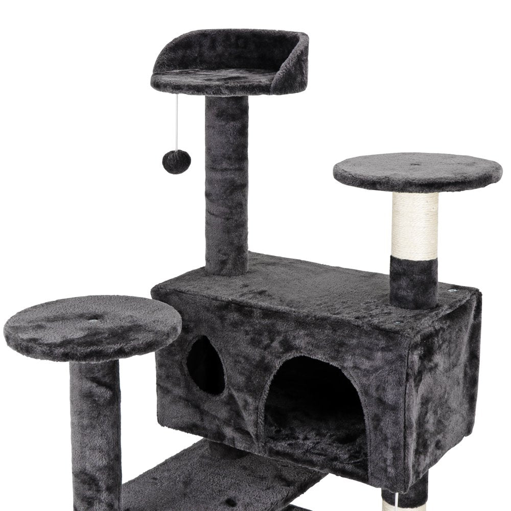 Zenstyle 53-in Cat Tree & Condo Scratching Post Tower, Dark Gray