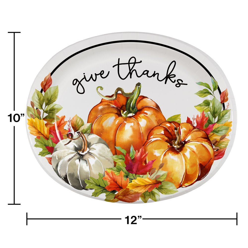 Traditional Thanksgiving Oval Paper Plates, 8 Ct. , Way to Celebrate, Multicolor