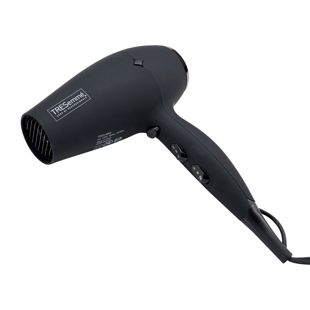 Tresemmé Thermal Creations Rubber Finish Travel Size Professional Tourmaline Ceramic Hair Dryer, 1875 Watts, Black