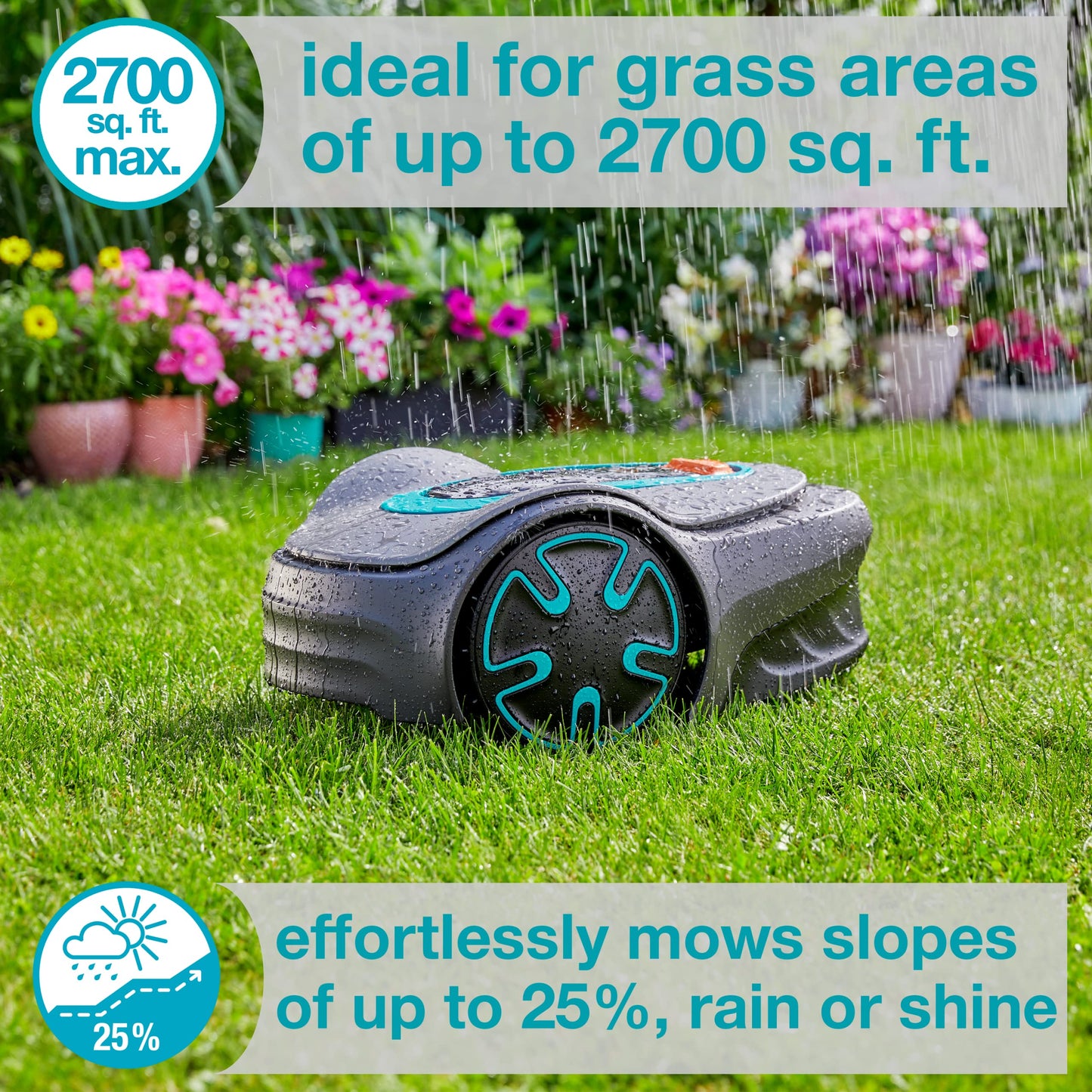 GARDENA 15201-41 SILENO Minimo - Automatic Robotic Lawn Mower, with Bluetooth app and Boundary Wire, one of The quietest in its Class, for lawns up to 2700 Sq Ft, Made in Europe, Grey