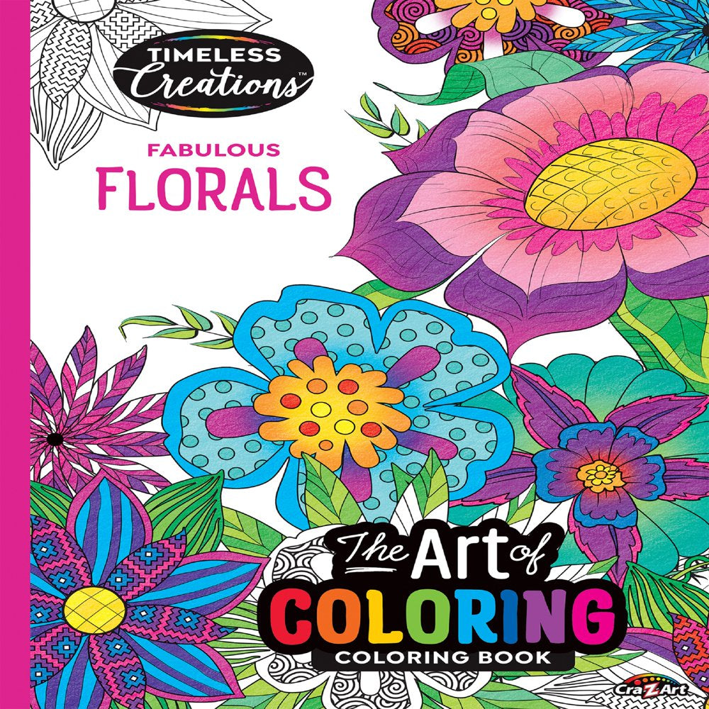 Cra-Z-Art Timeless Creations Adult Coloring Book, Fabulous Florals, 64 Pages