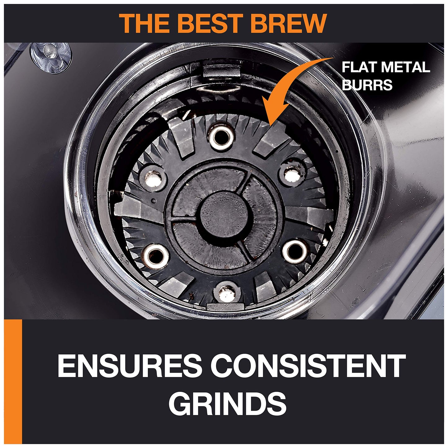 Krups Precise Stainless Steel Flat Burr Grinder 8oz, 32cups bean hopper 12 Grind from Fine to Coarse 110 Watts Removable Container, Drip, Press, Espresso, Cold Brew, 2,12 cups ground coffee Black