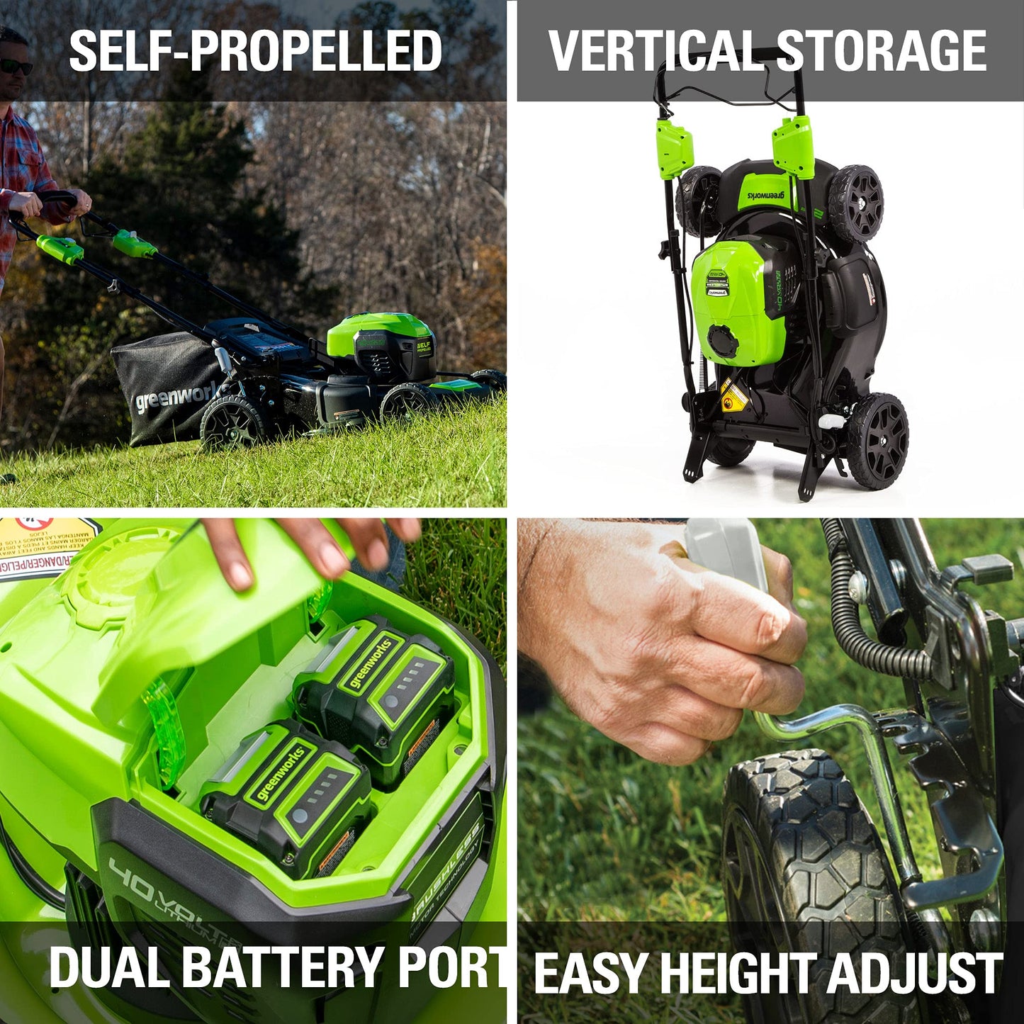 Greenworks 40V 21" Brushless Cordless (Self-Propelled) Lawn Mower (75+ Compatible Tools), 5.0Ah Battery and Charger Included