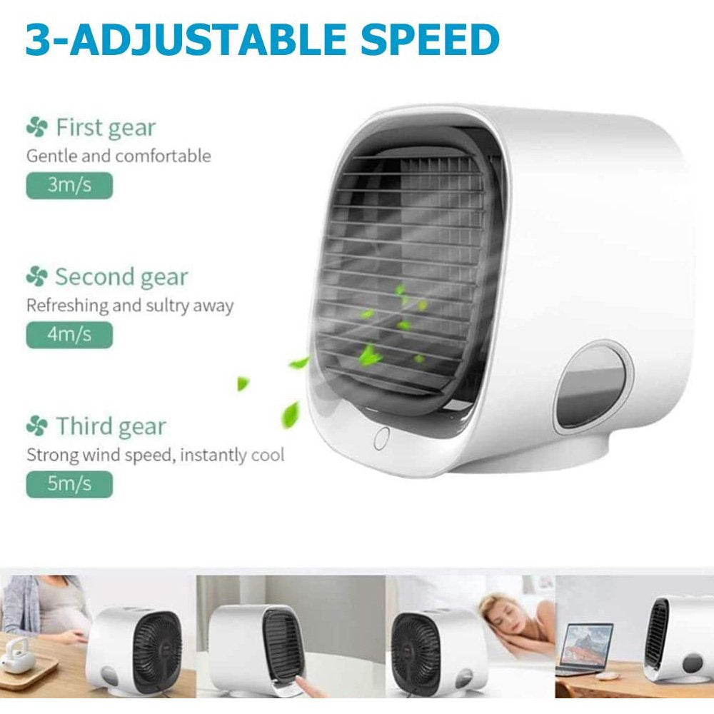 Axgear Portable Air Cooler Table Air Conditioner Fan W Icebox Humidifier USB Power