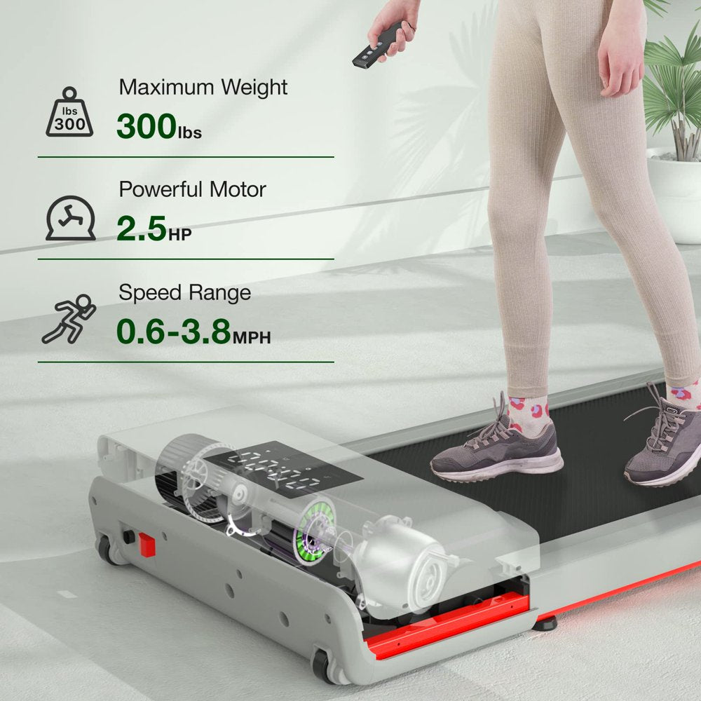  Walking Pad 300Lb, 40*16 Walking Area under Desk Treadmillwith Remote Control 2 in 1 Portable Walking Pad Treadmill for Home/Office(White)