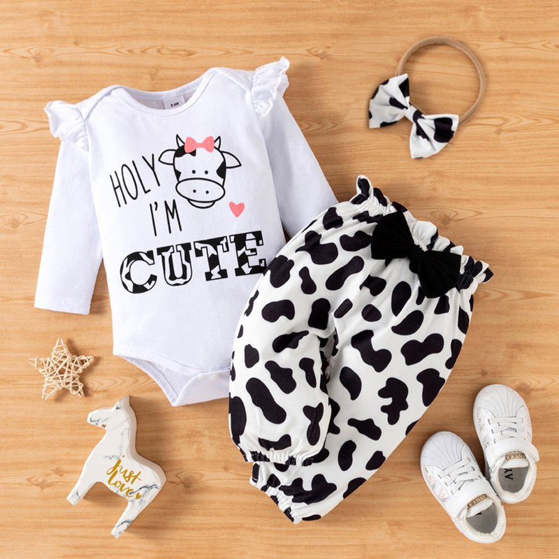 PatPat Newborn Baby Girl Clothes Long Sleeve Romper Bodysuit and Pants Outfit Set, 0-3 Months