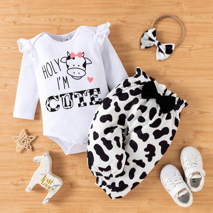 PatPat Newborn Baby Girl Clothes Long Sleeve Romper Bodysuit and Pants Outfit Set, 0-3 Months