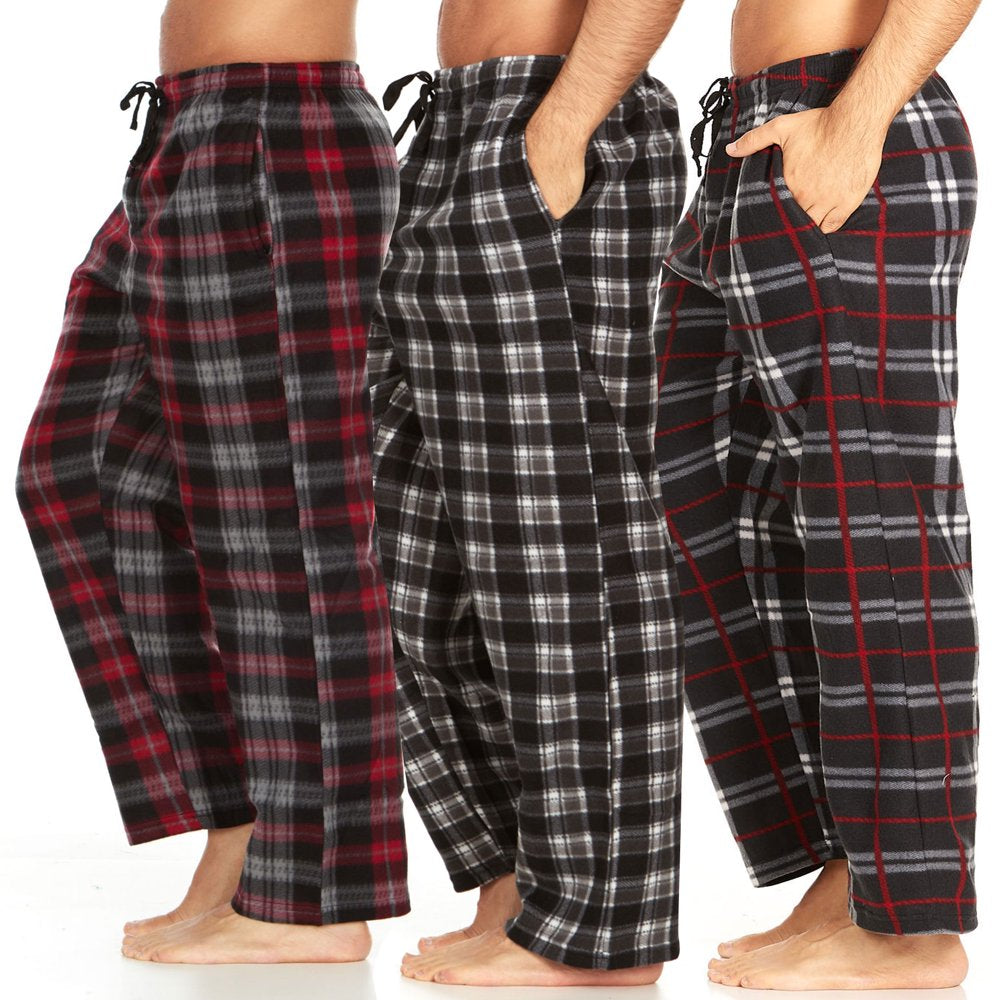 DARESAY Mens 3 Pack Pajama Pants for Men, Microfleece Pajama Pants, Men's Pajamas, Sleep pants with Pockets, Up to Size 3XL