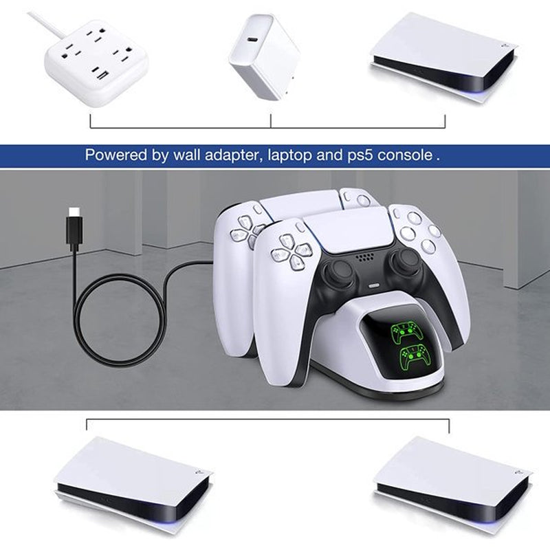 PS5 Controller Charger ,PS5 Controller Charging Station,BEBONCOOL PS5 Accessories with Fast Charging for Playstation 5 Gaming Console,White