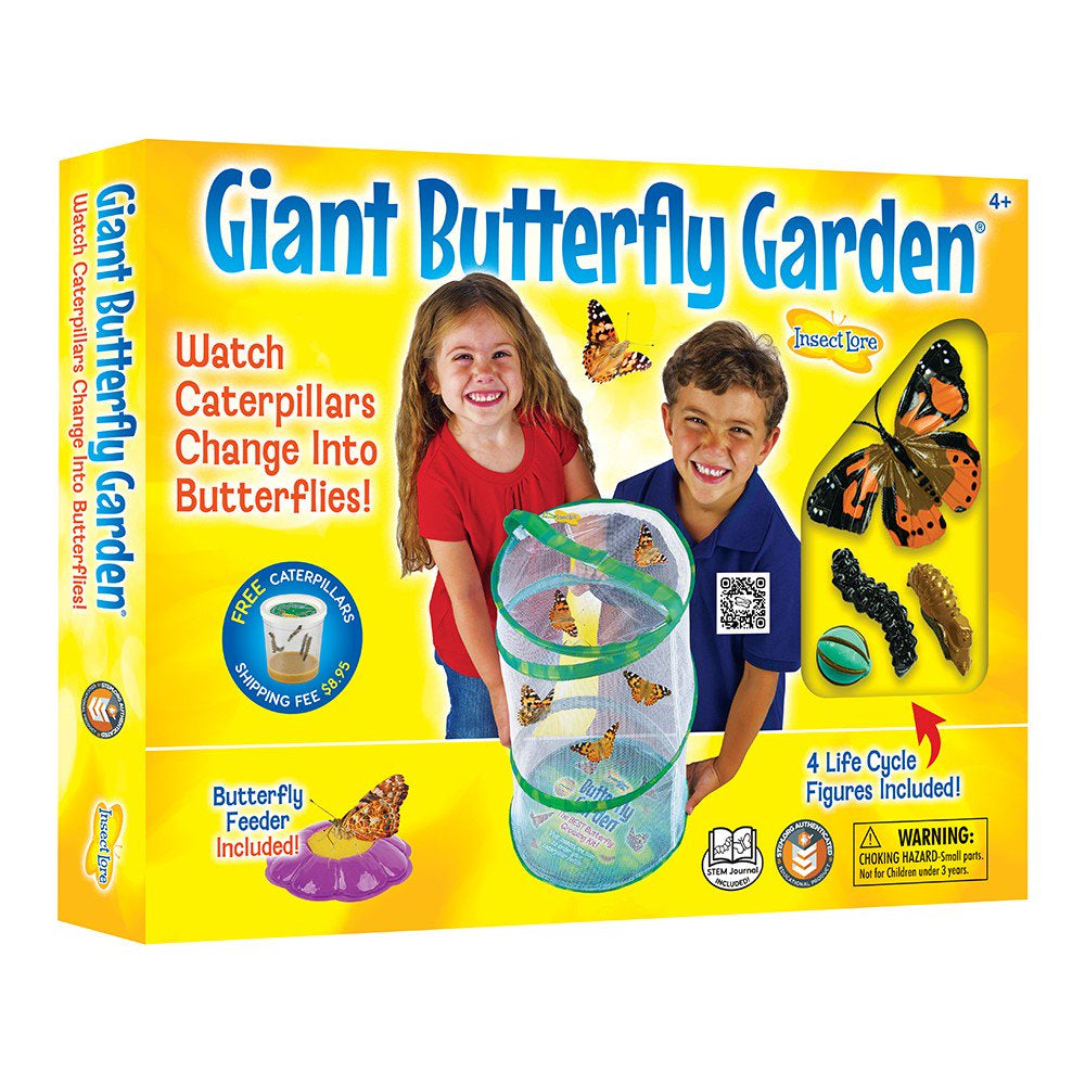 Insect Lore Caterpillars to Butterfly Kit, Deluxe 18 Voucher for 5 Caterpillars, Butterfly Growing Garden