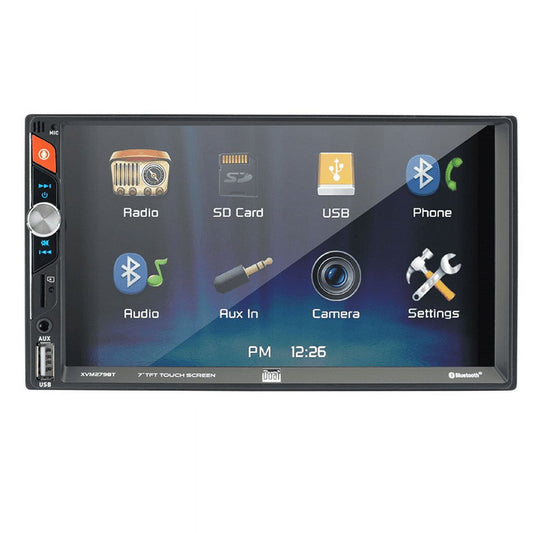 Dual Electronics XVM279BT 7 Inch, Car Stereo Head Unit, Double DIN with LED Touch Screen, Bluetooth, Micro SD, USB, MP3, Siri/Google Voice Activation