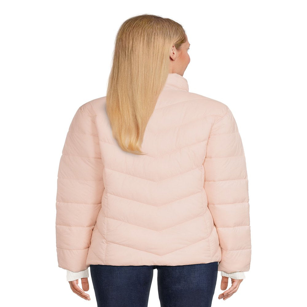 Time and Tru Women's Chevron Midweight Puffer Jacket, Sizes XS-3X