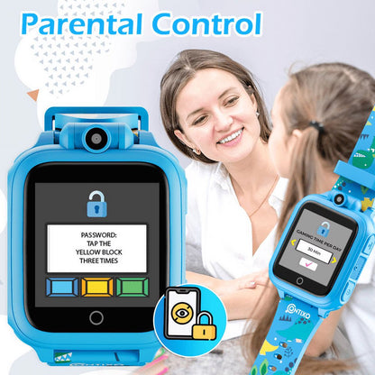 Contixo Smart Watch for Kids, Aged 3-12 Years old - HD Touch Screen with Camera and Games - Blue