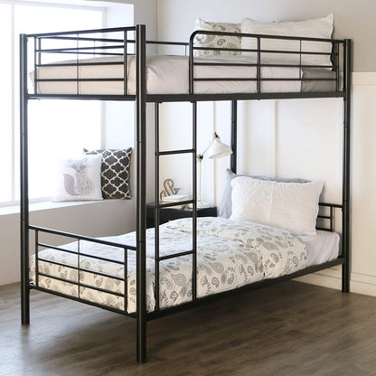 Zimtown Twin over Twin Steel Bunk Beds Frame Ladder Bedroom Dorm for Kids Adult Children