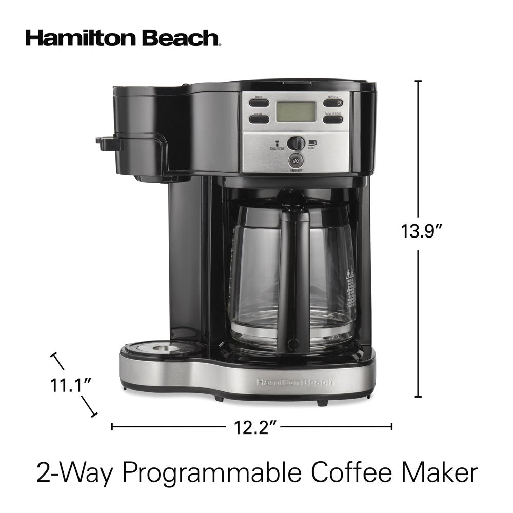 Hamilton Beach 2-Way Programmable Coffee Maker, Single-Serve or 12 Cups, Black, 47650