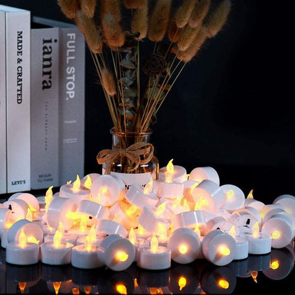 24-Pack Tea Lights Candles Flameless Tealight Battery Candles LED Flickering Electric Tea Candles for Mother'S Day,Valentine'S Gift,Christmas,Holiday,Anniversary,Wedding,Party(Warm Yellow）