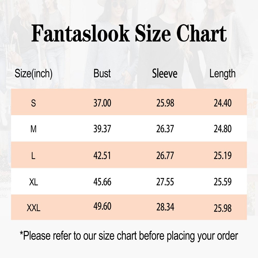 Fantaslook Long Sleeve Shirts for Women Crew Neck Casual Tunic Tops Lightweight Pullover