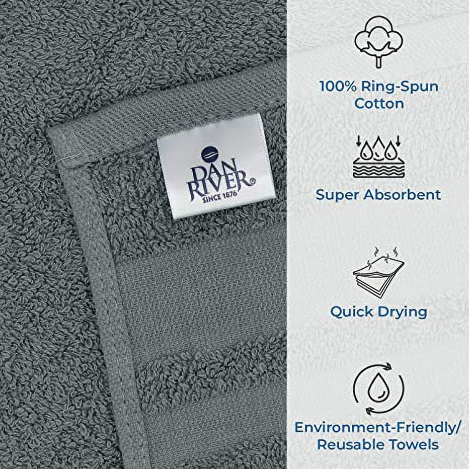 DAN RIVER 100% Cotton Hand Towels Set of 24| Ultra Soft Hand Towels| Bulk Hand Towels| Cotton Salon Towel| Spa Hand Towel| Gym Hand Towel| Absorbent| Gray Hand Towel| Hand Towel 16x26 in| 400 GSM