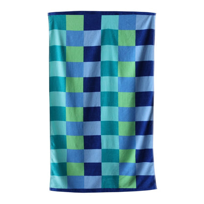 Mainstays Velour Beach Towel, Blue Wavy, Multi-Color , 28X60