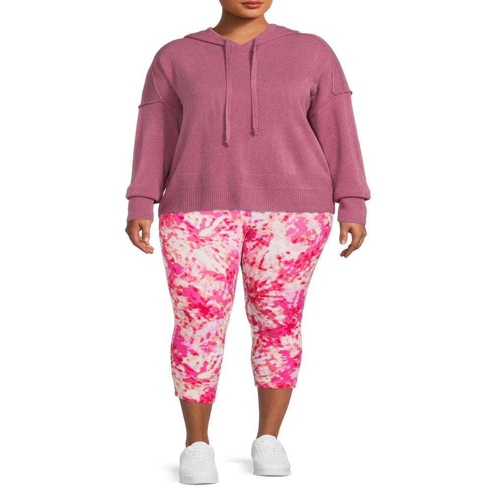  Women’S plus Size Printed Capri Leggings, 2-Pack