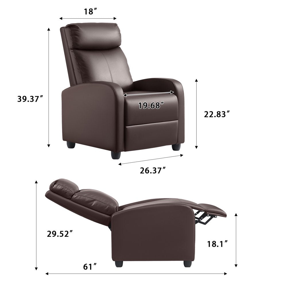 Homall Massage Recliner Chair Single Sofa Chair Small Recliner PU Leather Living Room Sofa,Brown