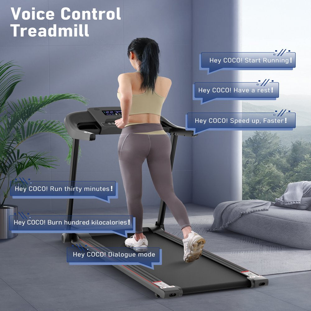 Treadmill with Folding Electric Treadmill Bluetooth Voice Control Exercise Treadmill for Home Office Speed Range of 0.5-7.5 mph