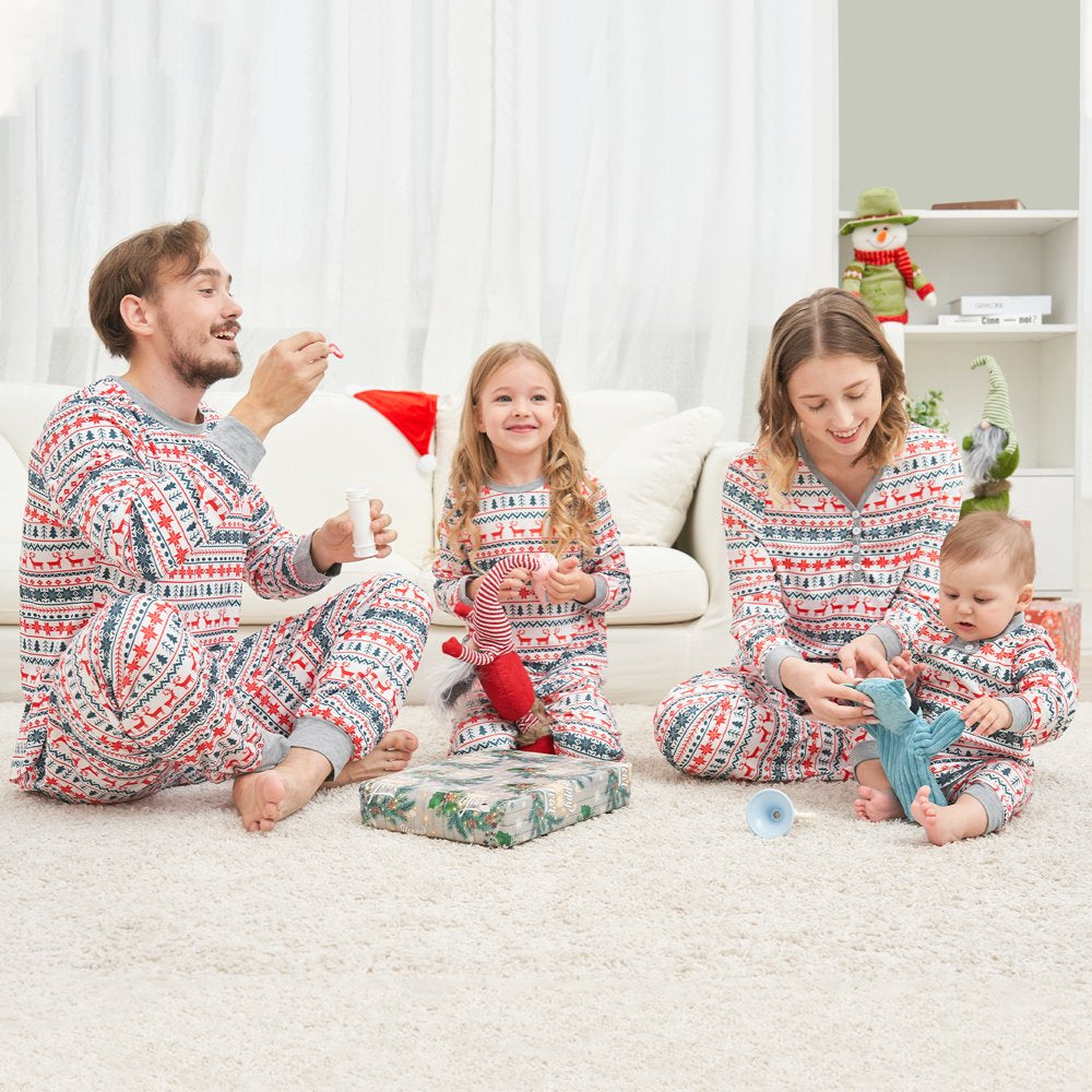 Baozhu Family Matching Christmas Deer Printing Family Fitted Cotton Soft Two-piece Pajamas Sets Outfits, Unisex