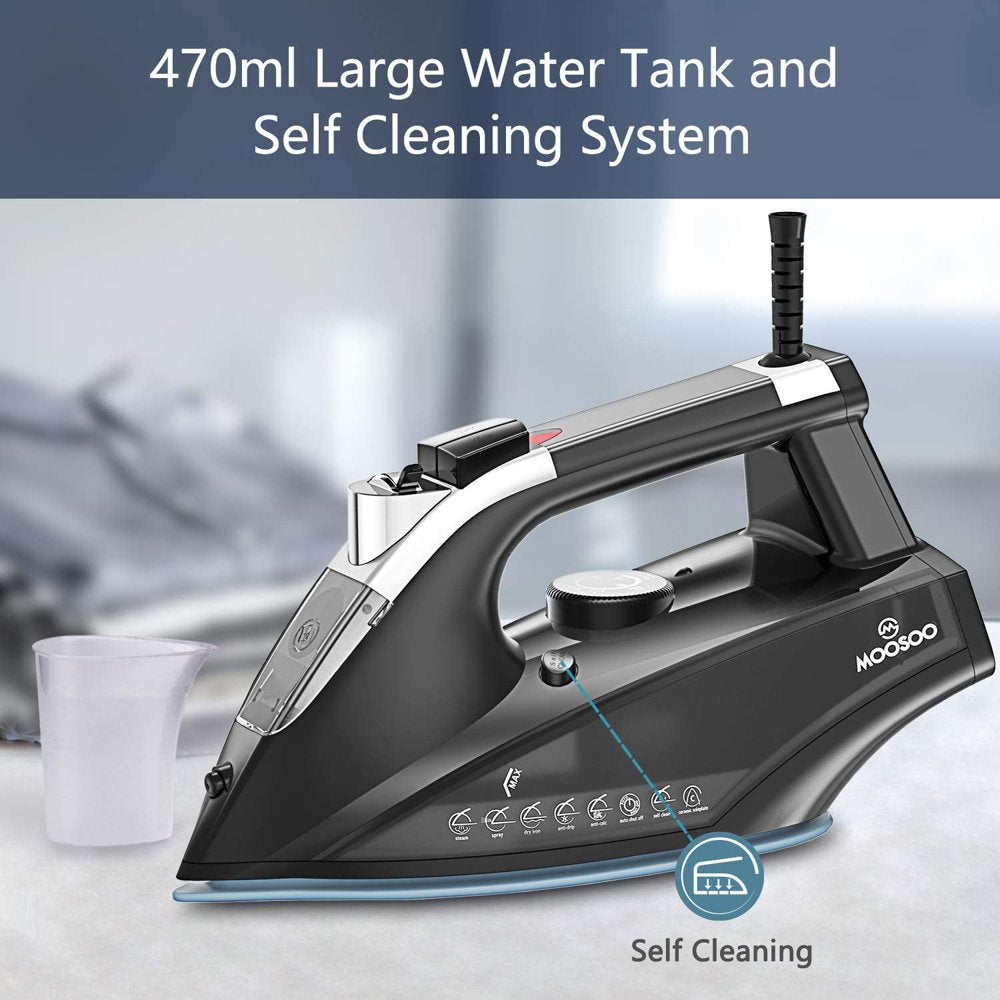 Moosoo Steam Iron 1800W Dry Iron Lightweight Anti-Drip Iron with Auto-Off, ST1800