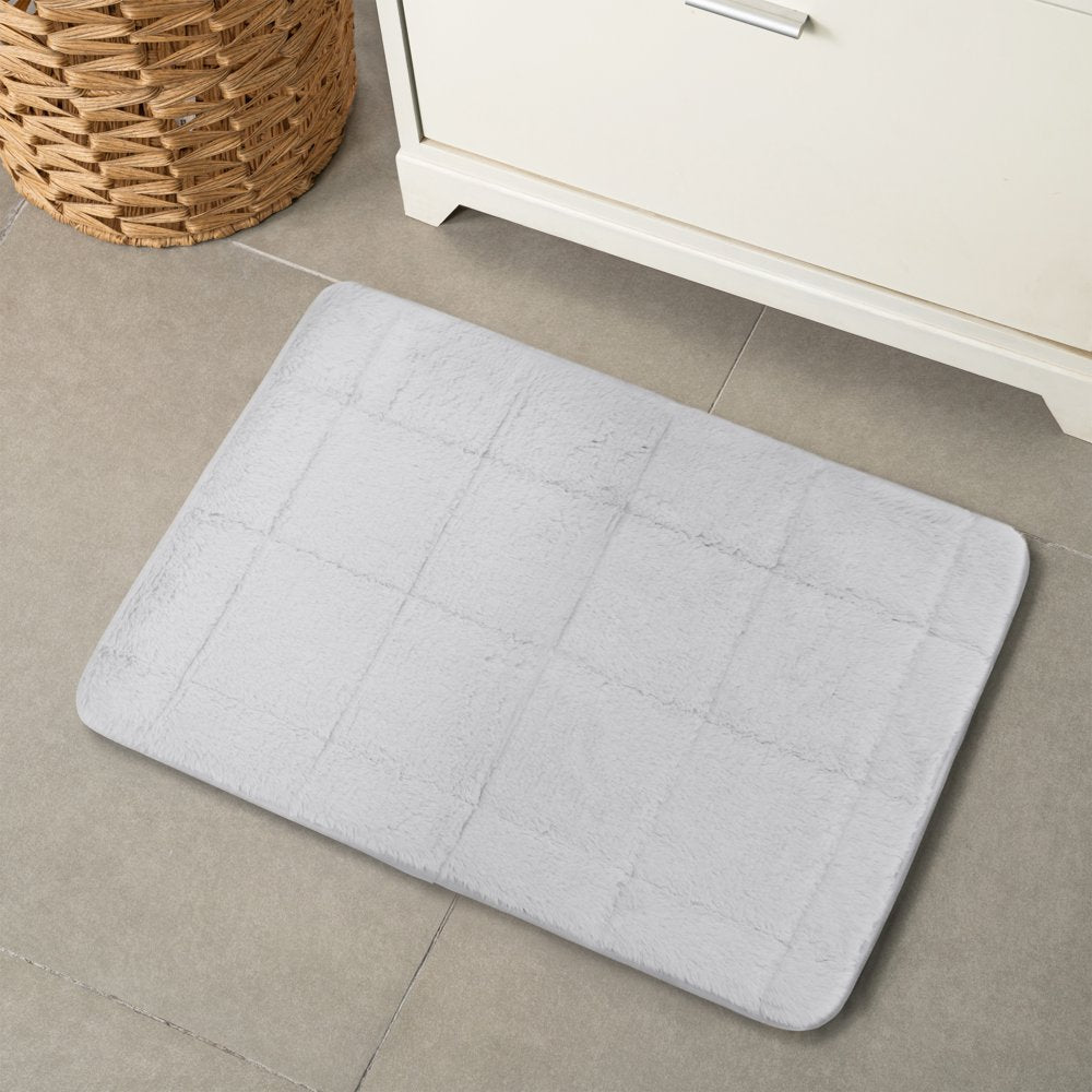 Hotel Style Memory Foam Bath Rug, Silver, 18"x27"