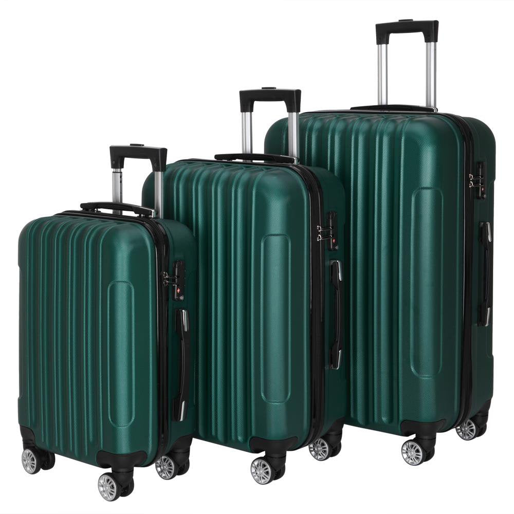 Zimtown 3-Piece Nested Spinner Suitcase Luggage Set with TSA Lock, Dark Green